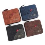New Stylish Fashionable Hot Selling Retro Embossed Trend Zipper, PU Leather Multi Slot Coin, Card Holder Wallet for Men.